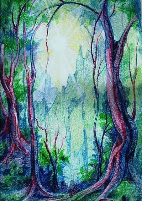 Дремучий лес гуашью. Рисунки цветные лес. Лесные пейзажи пастелью. Лесной пейзаж акварелью. Польский художник czeslaw szwajkosz.