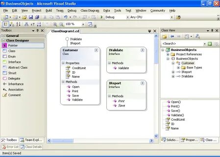 Диаграмма классов в visual studio