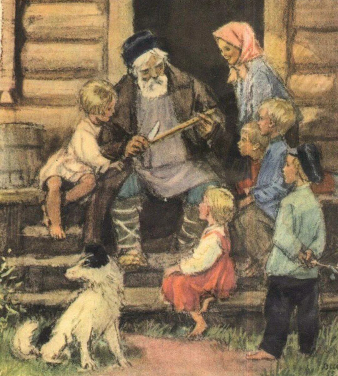 Картина морган вестлинг "сельская школа"). Старик рассказывает детям. Жанровая живопись андрей шишкин. Вечерние посиделки на руси. Князь владимир мультфильм.