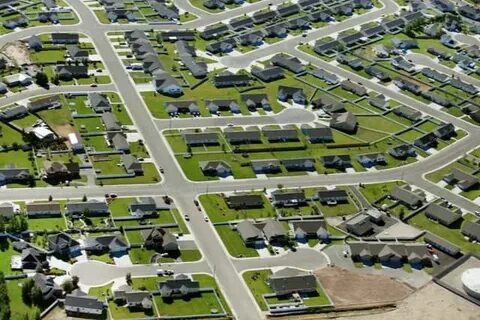 Vue aérienne d'un lotissement en cours d'aménagement