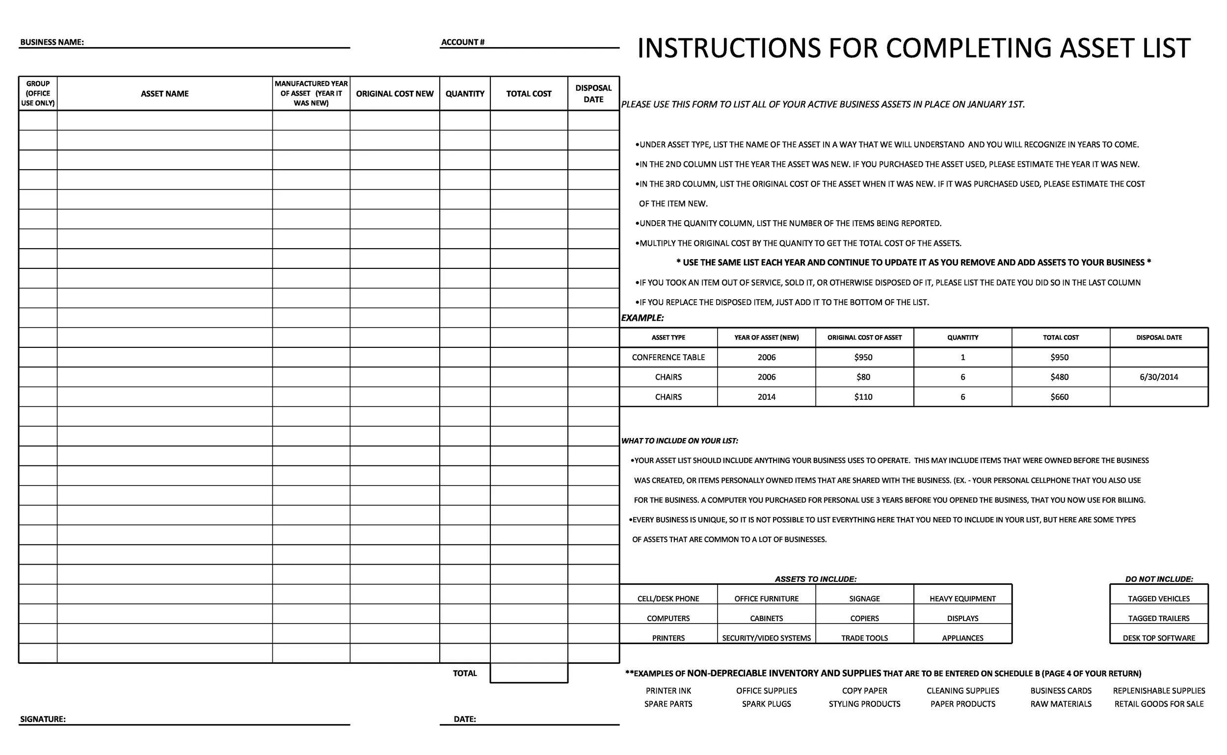 Asset list