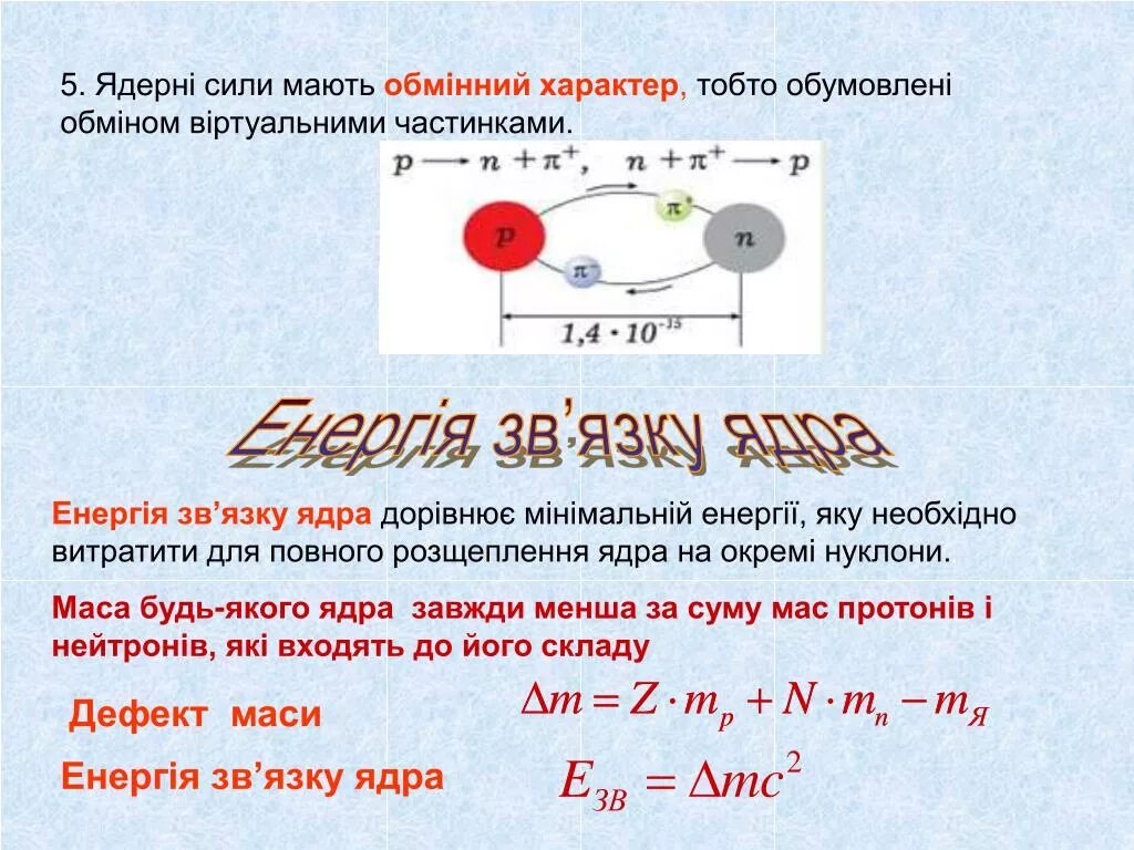 Нуклонит. 4. Чому дорівнює Енергія зв’язку ядра?.