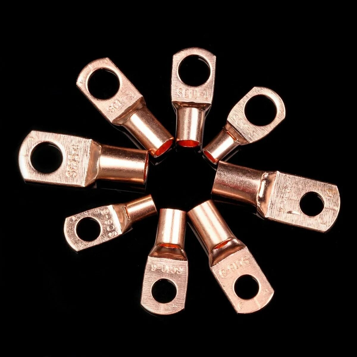 Наконечник медный кольцевой неизолированный ВМ /Tie bare Copper Ring VM. Кабельный наконечник кольцевого типа con-Lug-CLMS-025-08 25mm2 (m8). UCLUQ SC 10-6 Copper Cable Lug. Tinned Copper Terminal sc6-10.