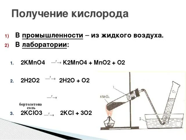 Получение кислорода. Схема получения кислорода. Лабораторные способы получения кислорода. Способы получения кислорода в лаборатории.