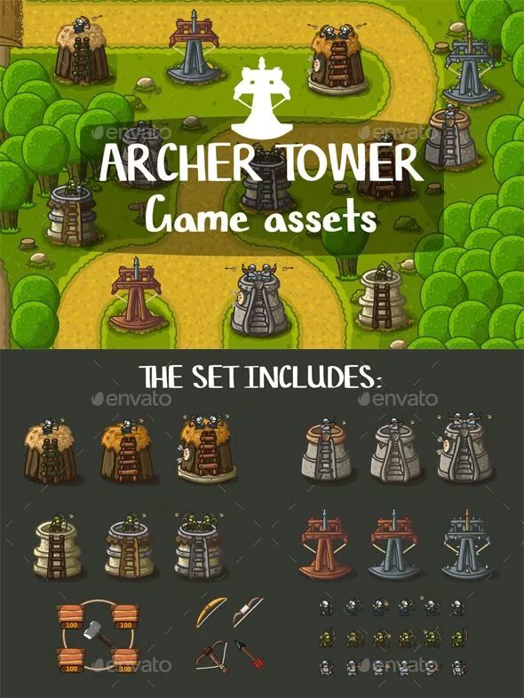 Tower sprites. Tower Archer игра. Игра Tower Defense Archer. Графика для ТОВЕР дефенс. Tower game Assets.