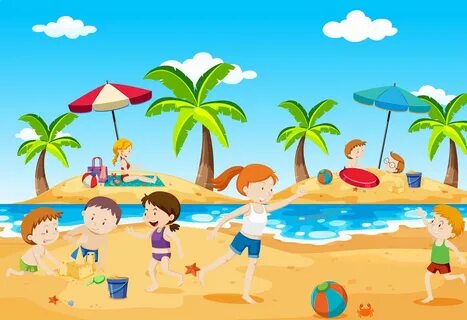 Children go to the beach