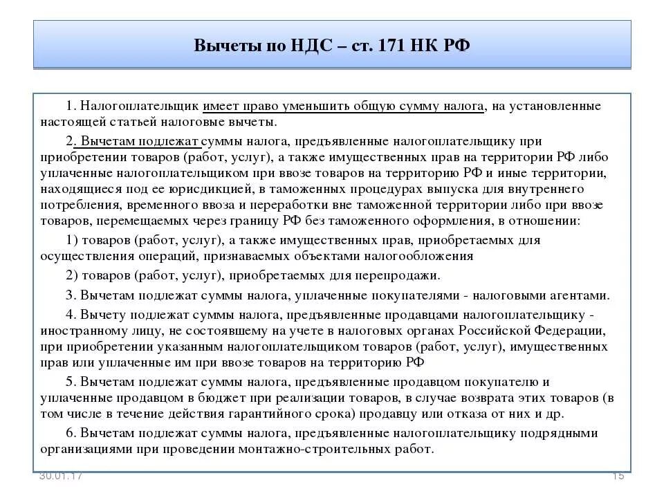 Налоговая база ндс это. НК РФ ст 171 налоговые вычеты. Ст 171 НК РФ. Налог на добавленную стоимость. Налоговая статья.