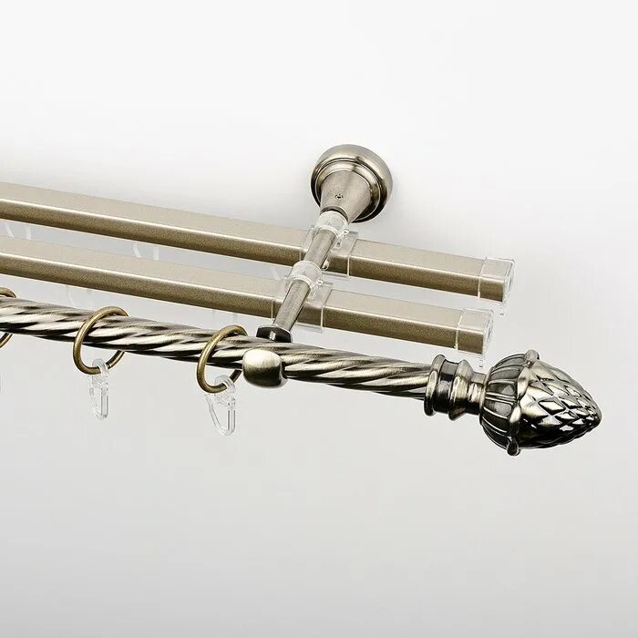 карниз двухрядный classic 300 см металл бежевый. карниз настенный двухрядный 3м серебро. карниз металлический антик 35 мм. карниз двухрядный 320 см металл цвет золото антик. настенный двухрядный профильный металлический карниз атлант ac2.