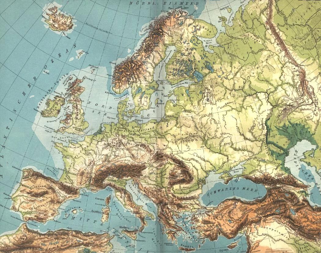 Океан на западе европы. Карта рельефа Европы. Карта рельефа Западной Европы. Карта Восточной Европы рельеф. Физическая карта Европы.