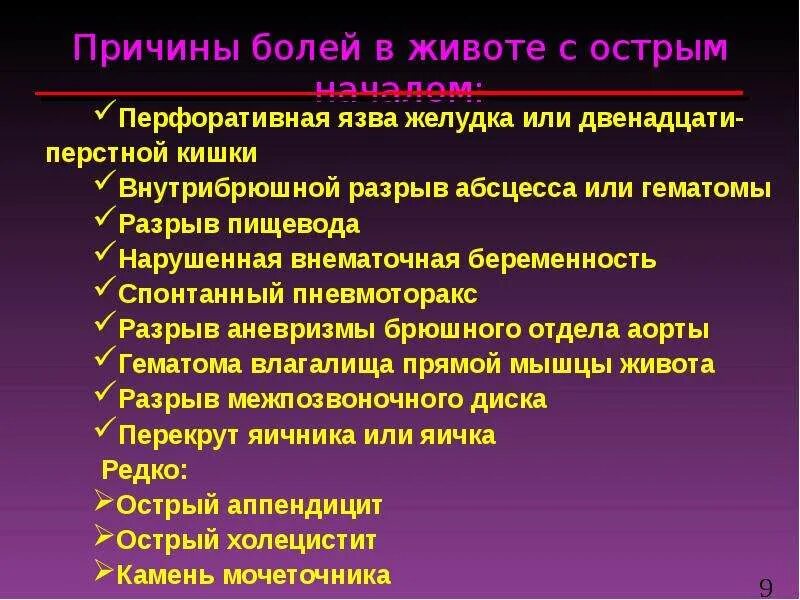 Характер боли при перфоративной язве