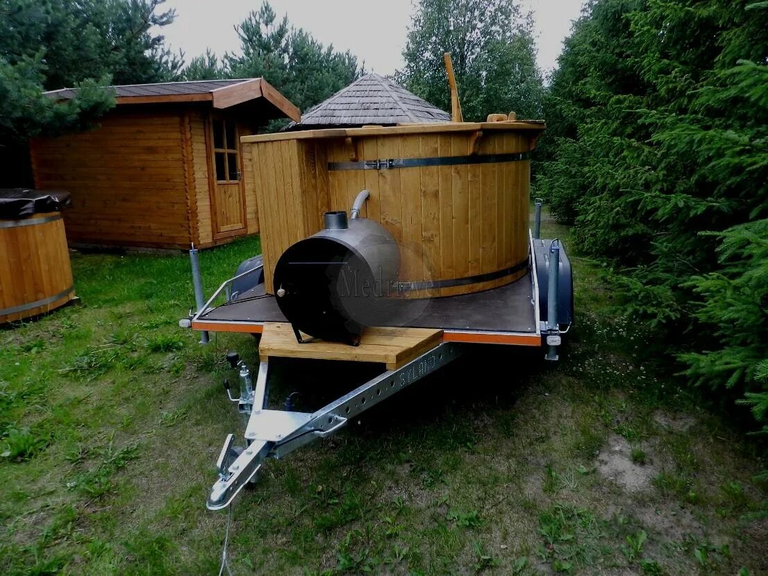 купель на колесах. банный чан из подручных материалов. крышка для тележки-чан 100 л, 1,5 мм, aisi 304,. тележка-чан 200 л (нержав. передвижная купель.