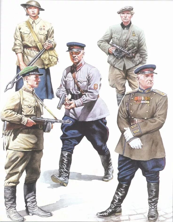 Войска нквд в годы великой. Форма солдат ркка 1941. униформа бойцов ркка 1941. солдаты второй мировой войны нквд. политический комиссар советской армии второй мировой войны.