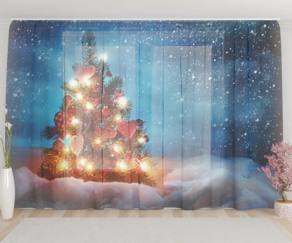 Новогодняя тюль на кухню. Фототюль новогодняя. фототюль &quot;новый год&quot;. новогодние фототюль на кухню. фототюль со снежинками.
