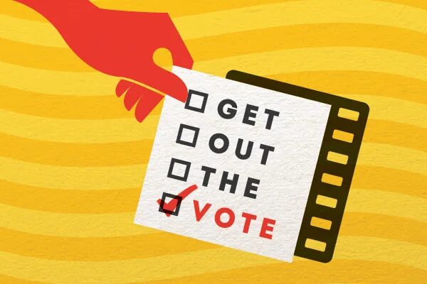 Vote out. Get out. Vote. GOTV. Get out надпись.