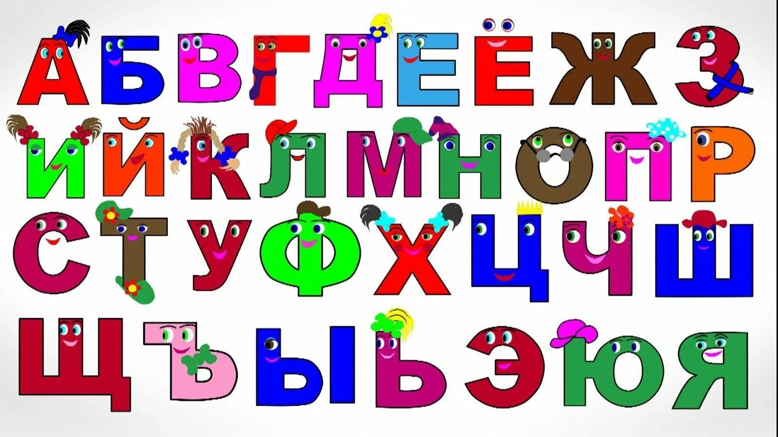 Алфавит. Буквы русского алфавита. Алфавит для детей. Красочный алфавит для детей. Буквы веселые песенки