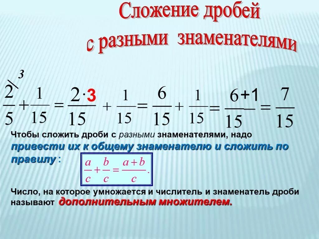 Правило сложения дробей с разными знаменателями. Правило решения дробей с разными знаменателями. Сложение дробей с разными знаменателями. Сложение 2 дробей с разными знаменателями. Какое число является общим знаменателем