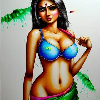 Bhabhi, AI Hot , Saree Bra Panty navel 3D, Cartoon, Pencil Sketc... - Arthub.ai