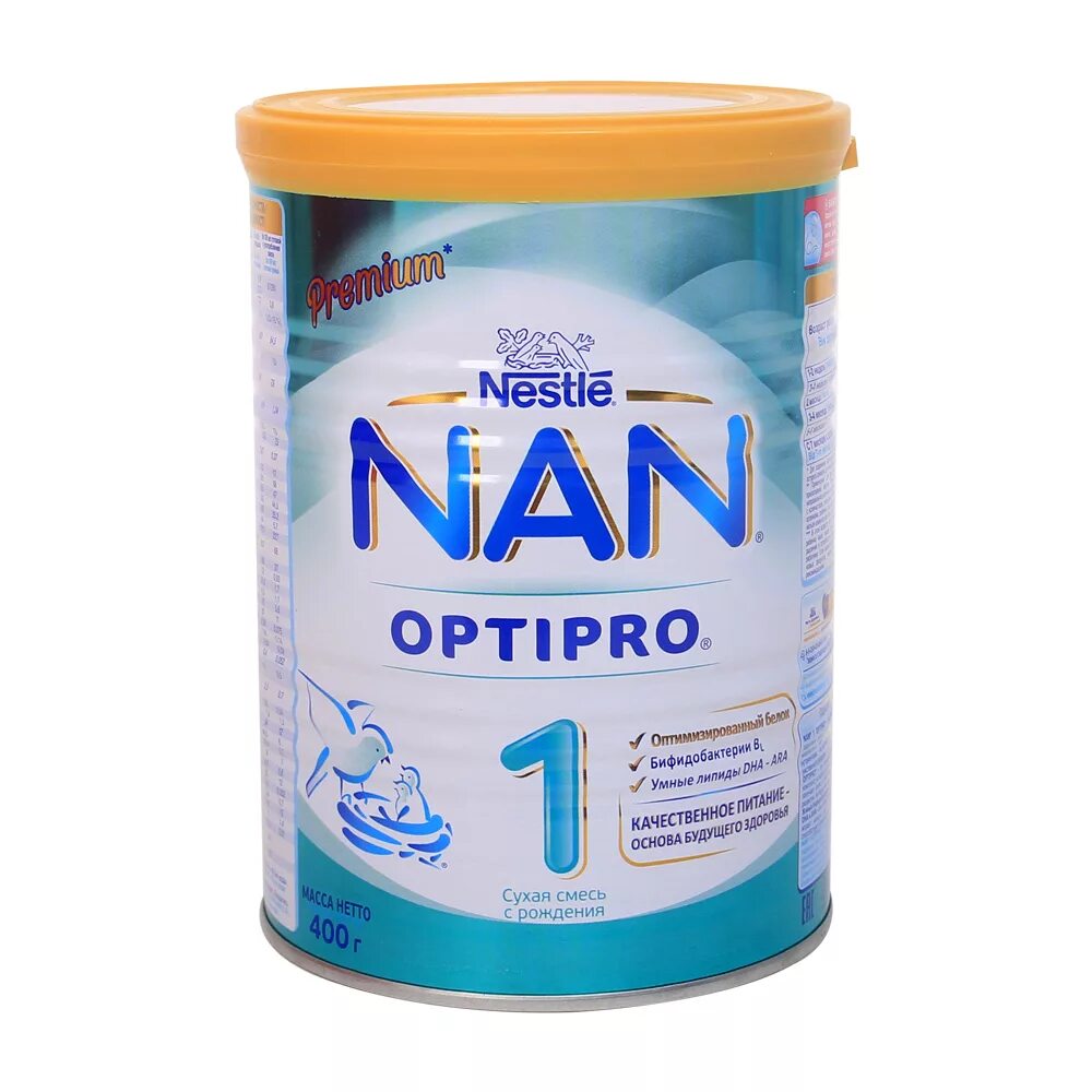 Смесь нан сколько ложек. Nan Optipro 1 400. Смесь Нестле нан-1 мол ж/б 400г. Смесь нан 0. Молочная смесь Nestle nan 1 Optipro.