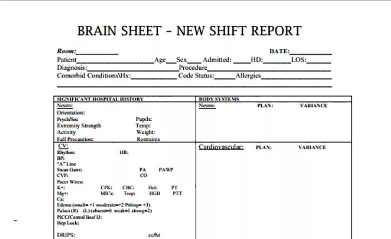 Shifts Sheets. This is a New Sheet. Nurse Report Sheet book Cover. Patient report