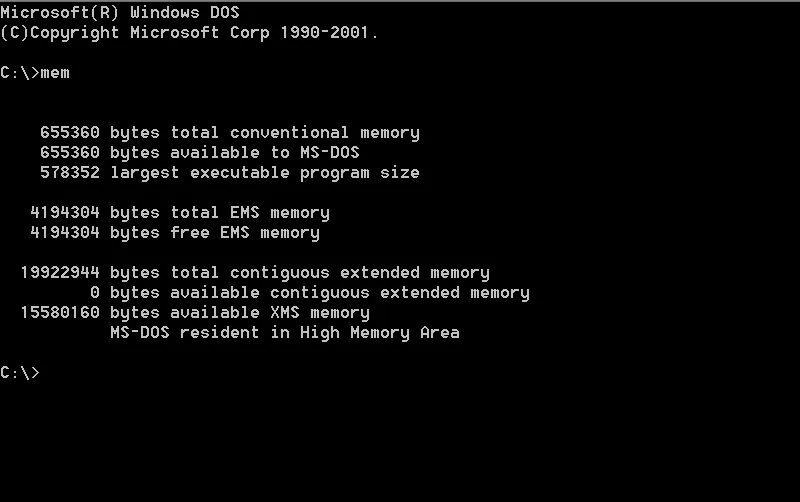 Найти дос. Dos. команда mem ms dos. майкрософт дос. windows ms dos.