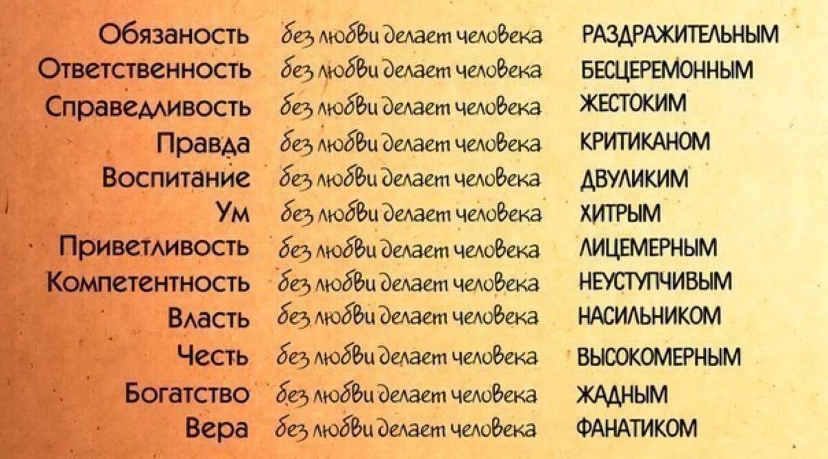 Мудрость без любви делает человека. Справедливость без любви делает человека. Ум без любви делает человека. Без любви делает человека жестоким. Возможна ли жизнь без любви