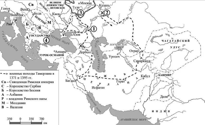 Какое княжество обозначало на карте цифрой 10. Поход Тамерлана на Русь карта. Походы Тамерлана карта. Поход Тамерлана карта ЕГЭ. Походы Ивана 4 карта ЕГЭ.