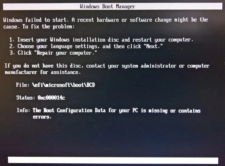 Blinitializelibrary failed 0xc00000bb
