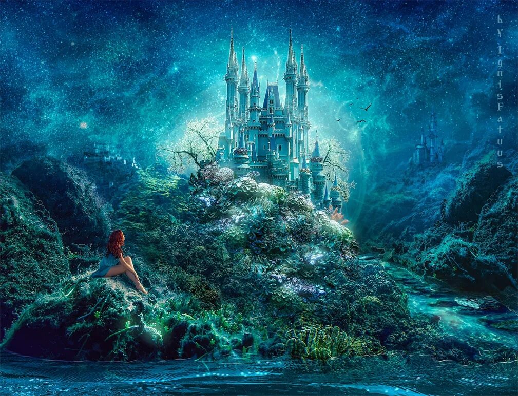 Волшебных и сказочных снов. Сказо. Сказочная девочка. Ночной замок. Сказочный лес.