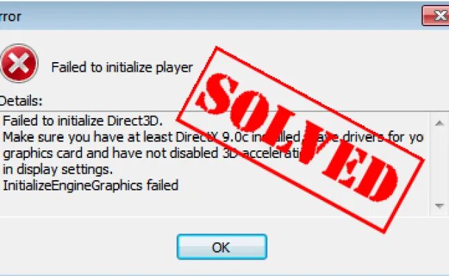 Ошибка could not initialize. Ошибка failed to initialize. direct3d error. failed to initialize player что делать. failed to initialize graphics device (failed to get uniform location (lighting)).