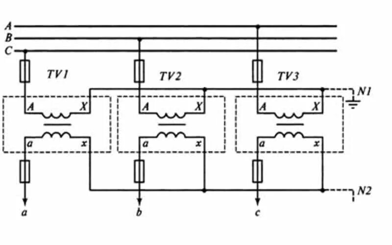Схема трансформатора напряжения 3 фазного. Схема включения однофазного трансформатора напряжения. Схема подключения однофазного трансформатора. Схема соединения 3 однофазных трансформаторов напряжения в звезду. Трансформатор подключается