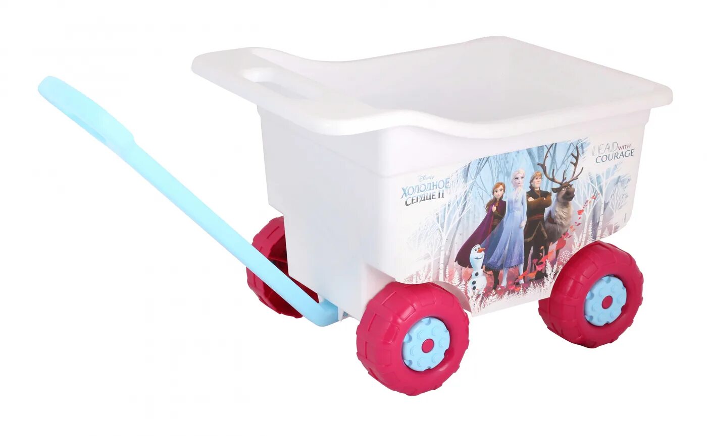 Тележка "Холодное сердце". Игрушка тележка Холодное сердце // 77905. Пластиковая игрушка на колесах для детей. Телега большая игрушечная.