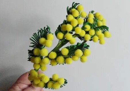 Веточка мимозы своими руками