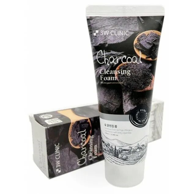 Cleansing charcoal. 3w Clinic Charcoal Cleansing Foam 100ml. Charcoal Cleansing Foam, 100 мл. 3w Clinic пенка для умывания с древесным углем. Пенка с экстрактом древесного угля 100мл.3w Clinic Charcoal Cleansing Foam.