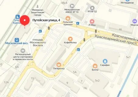 Тула курский вокзал на карте
