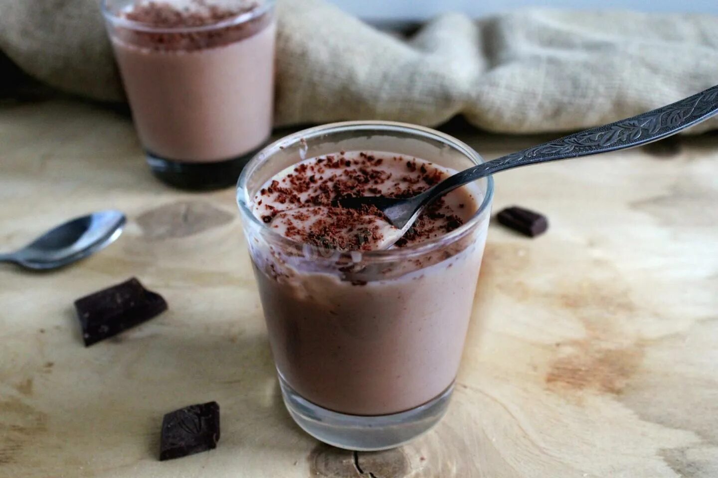 Десерт из ряженки с желатином и какао