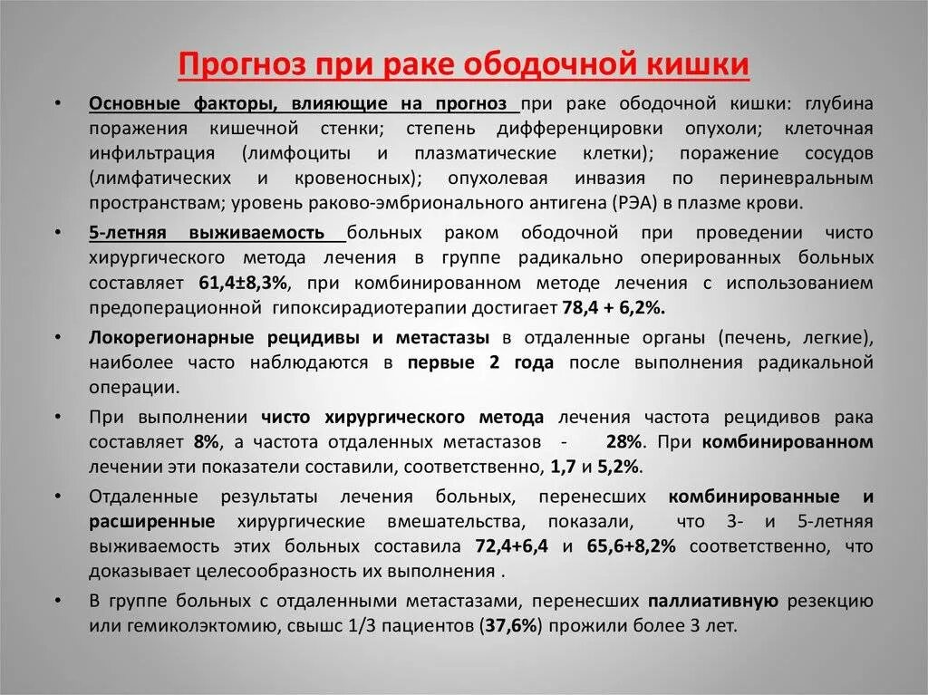 После операции при онкологии кишечника