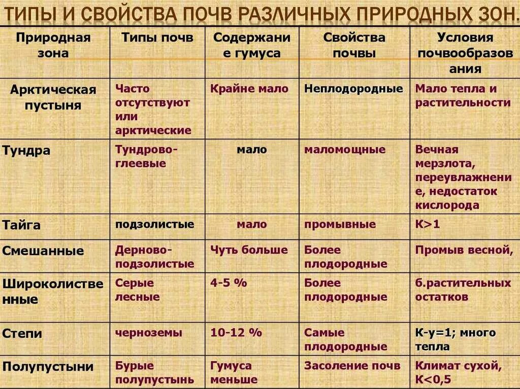 Почвы соответствие природной зоне. Типы почв таблица 7 класс. Характеристика почв России таблица. Типы почв России таблица 8 класс география таблица. География 8 класс таблица почвы России типы почв.