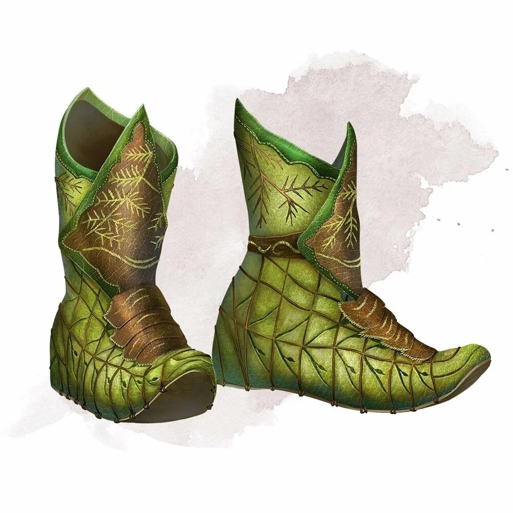 Ботинок арт. ДНД сапоги доспехи. Pathfinder эльфийские сапоги. Эльфийские сапоги ДНД. Ботинки ДНД.
