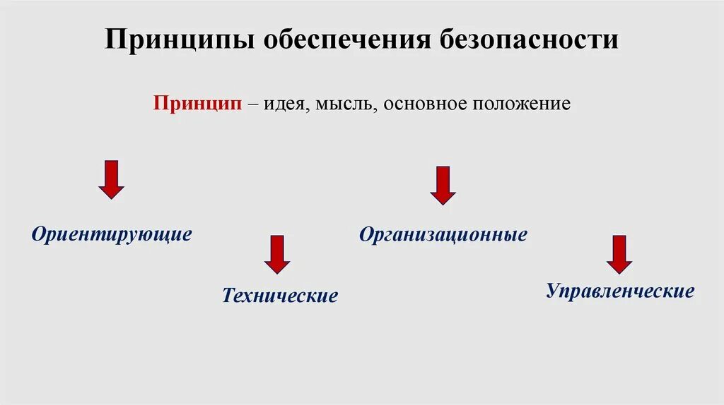 Принципы методы безопасности. Принципы обеспечения безопасности. Технические принципы обеспечения безопасности. Организационные принципы обеспечения безопасности. Ориентирующие принципы обеспечения безопасности.