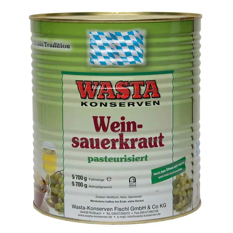 Капуста немецкая в банках. Капуста квашеная "Wasta" ж/б 10,2 кг*1 (Германия). Зауэркраут в железных банках. Консервированная капуста в металлических банках.