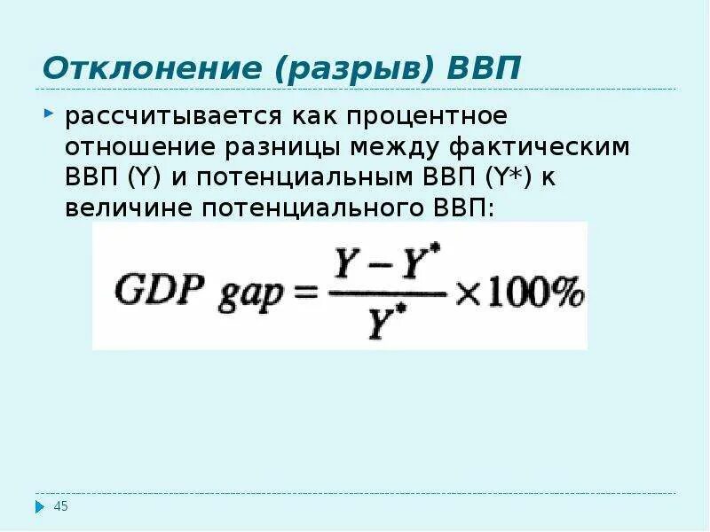 Как найти разрыв ВВП формула. Величина фактического ВВП. Величина разрыва ВВП формула. Как определить величину потенциального ВВП. Определите величину фактического ввп