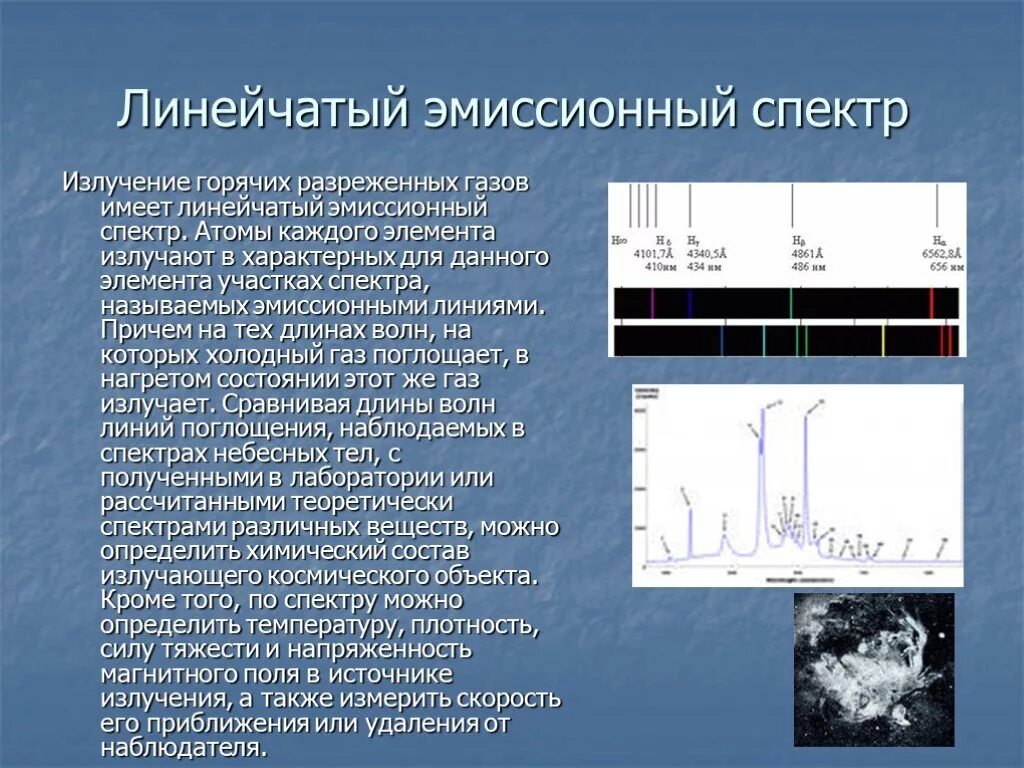 Эмиссионный спектр атома представляет собой:. Линейчатый спектр электромагнитного излучения. Линейчатый спектр газов. Исследование электромагнитного излучения небесных тел. Как можно получать и наблюдать спектр