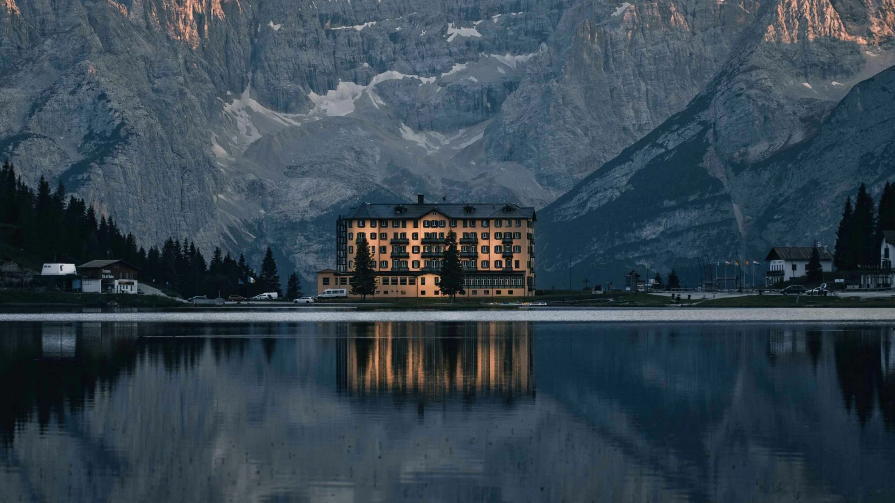 Building and mountains