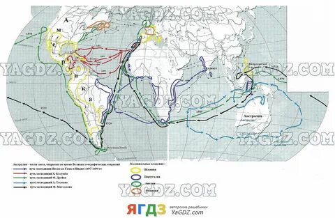 Контурная карта великие географические открытия 7 класс история нового ...