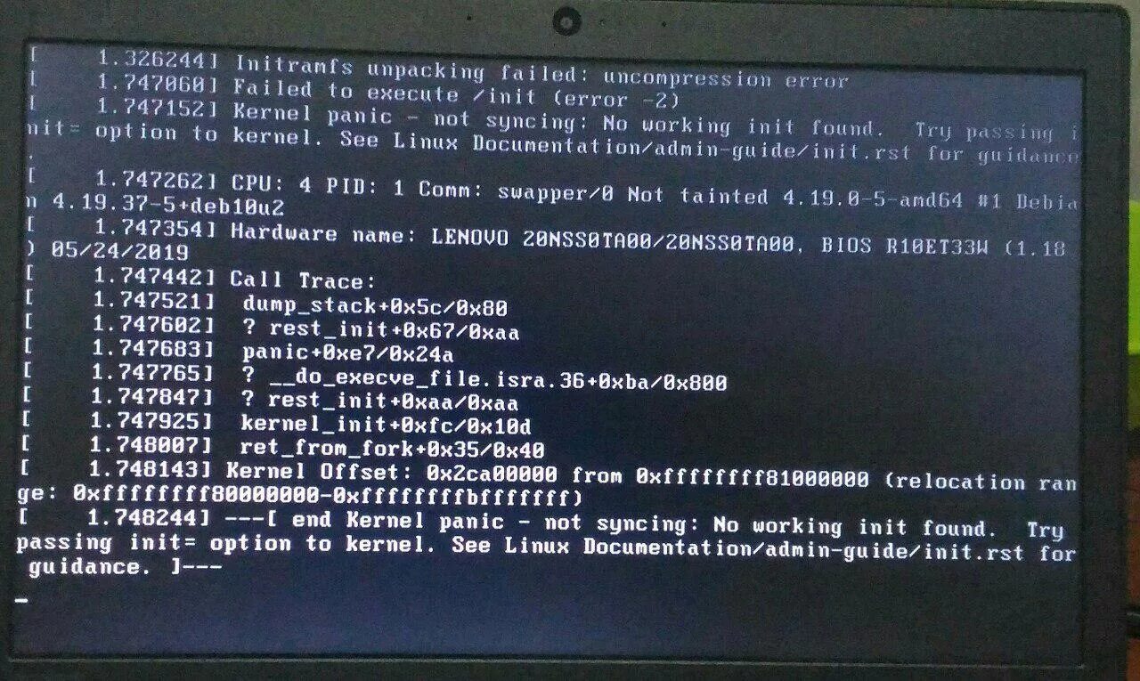 Initramfs не загружается. Initramfs unpacking failed. ubuntu initramfs ошибка. при загрузке linux failed. ошибка ядра.
