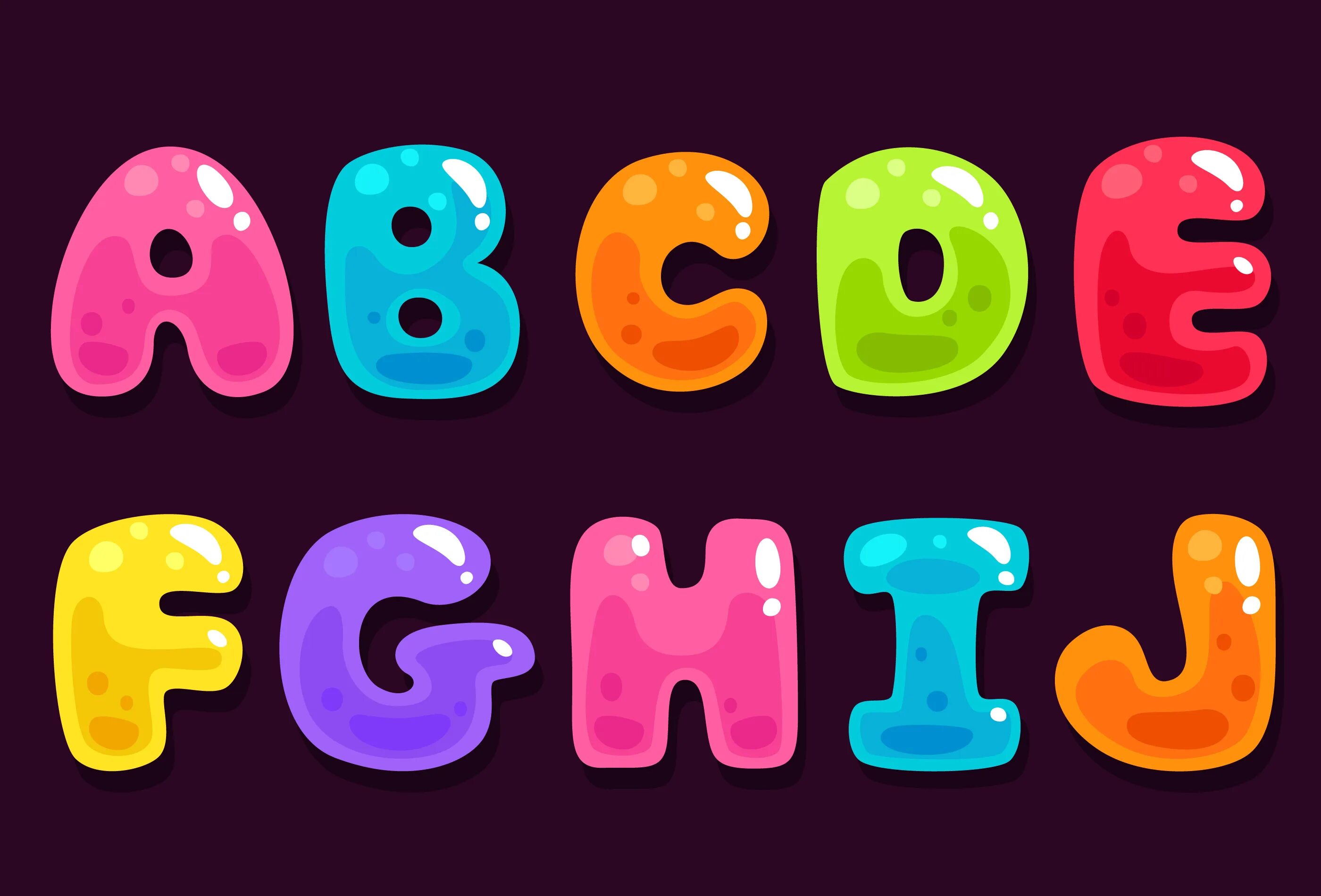 Детские шрифты. Объемные цветные буквы. Красивый цветной шрифт для детей. Объемные красивые цветные буквы.