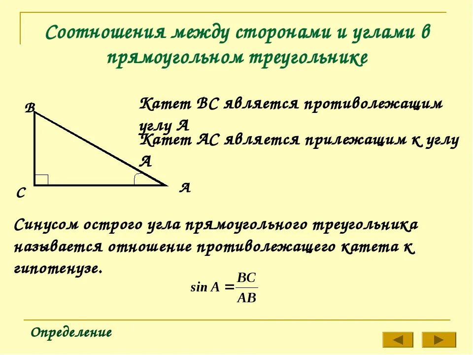 Отношение через углы