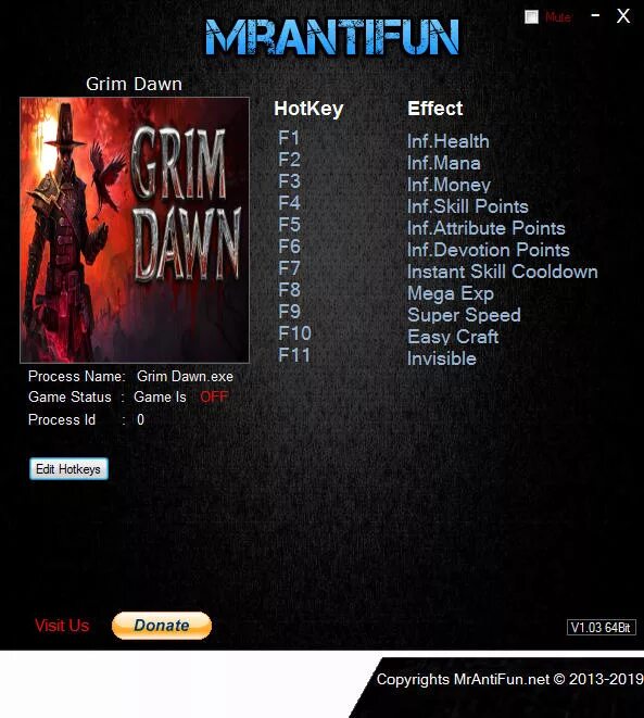 Трейнер для Grim Dawn v 1.1.9.1. Dawn чит. Трейнеры для игр MRANTIFUN. Grim Dawn читы.