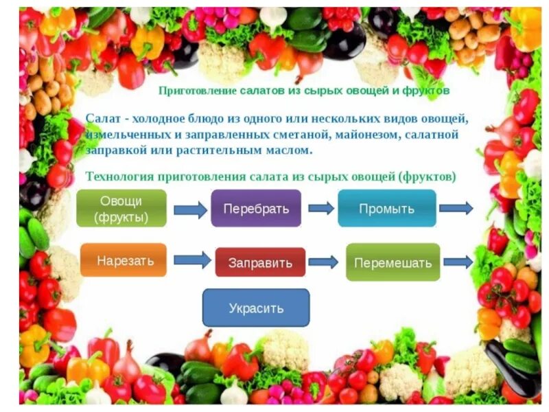 Технология приготовления салатов из овощей. Приготовление салатов из сырых овощей и фруктов. Технология приготовления блюд из овощей и фруктов. Технология приготовления салата из сырых овощей (фруктов).