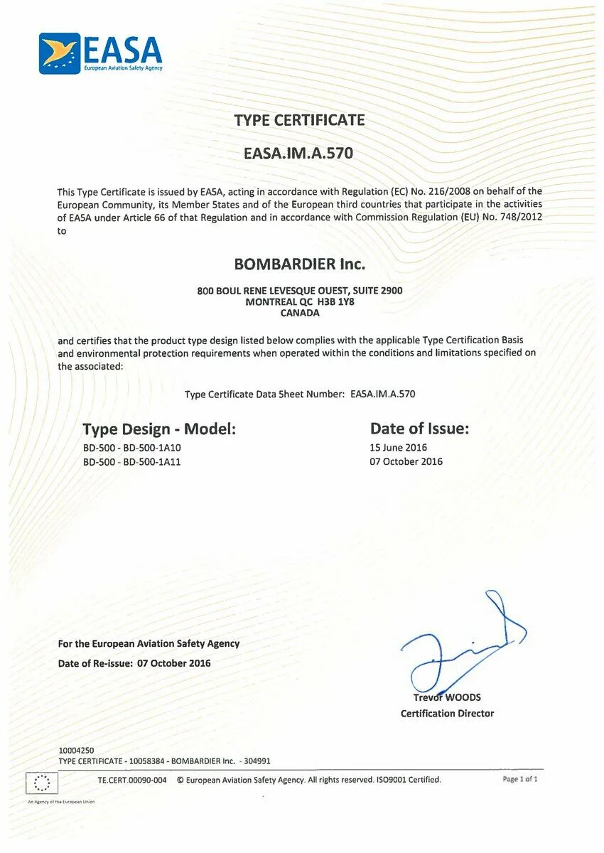 Type certificates